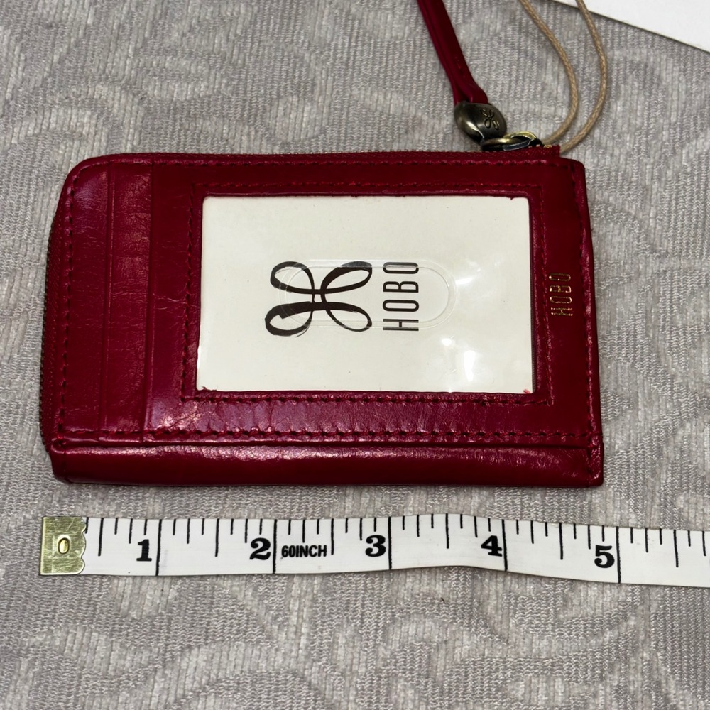 HOBO Addi Card Case Claret Red Leather Zip Wallet ID Window New - Picture 2 of 12